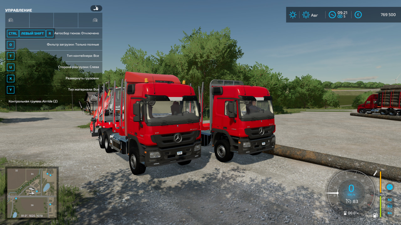 Mercedes Actros MP3 timber truck auto-loading