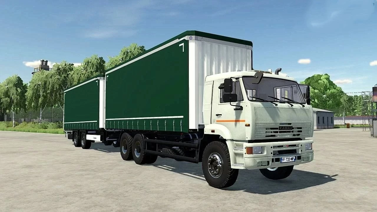 KAMAZ 6520 Curtain+Tandem Trailer v 1.0