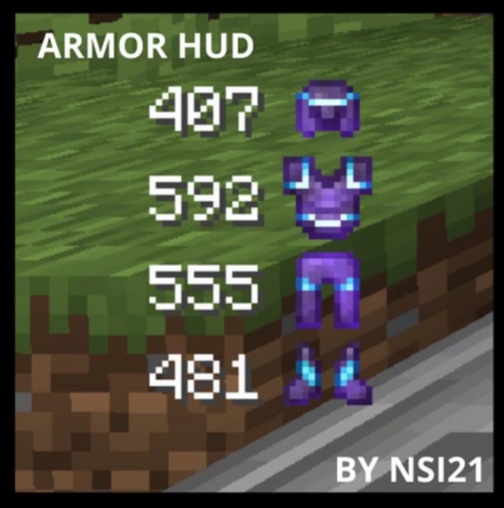 Armor Durability HUD [Minecraft 1.21.4, 1.21.3, 1.21.2, 1.21.1, 1.21]