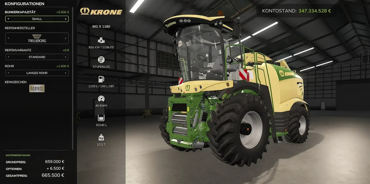 Krone Big X 1180 with Tank